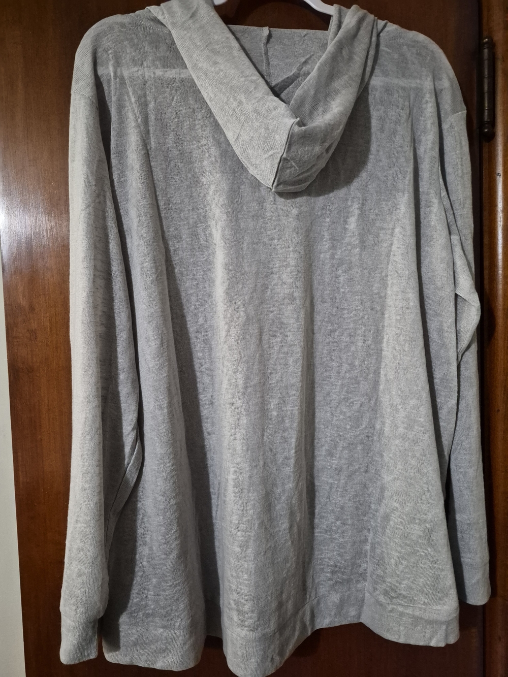 Women's Light Gray Hooded Tunic Top with Front Pocket - Picture 4 of 7